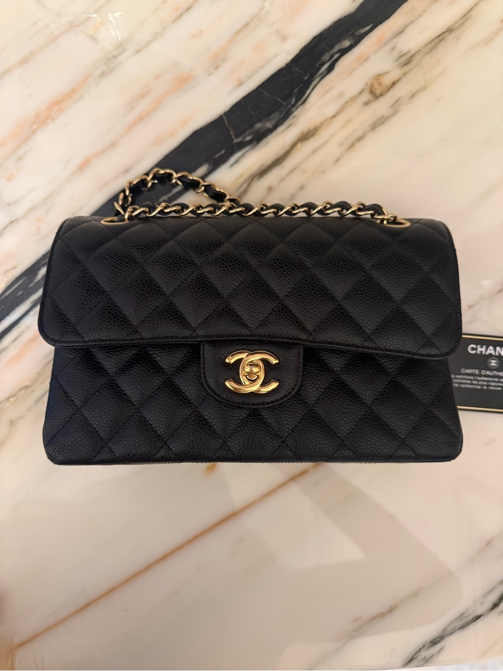 Chanel Classic Double Flap Quilted Shoulder Bag in Black authentic guaranteed